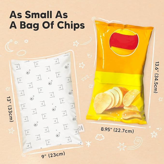 Mini Toddler Pillow with Pillowcase - 9x13 My Little Dreamy Travel Kids Pillow for Sleeping, Toddler Bed, Small, Tiny, Organic Cotton Pillowcase, Soft & Breathable, Kids 2-4 Years Old(Bumble Bear)