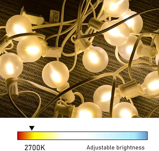 50Ft LED Outdoor Patio String Lights - Waterproof Globe Lights with 52 Shatterproof Frosted Bulbs, Connectable for Wedding, Party, Christmas & Garden Decor, Black Wire