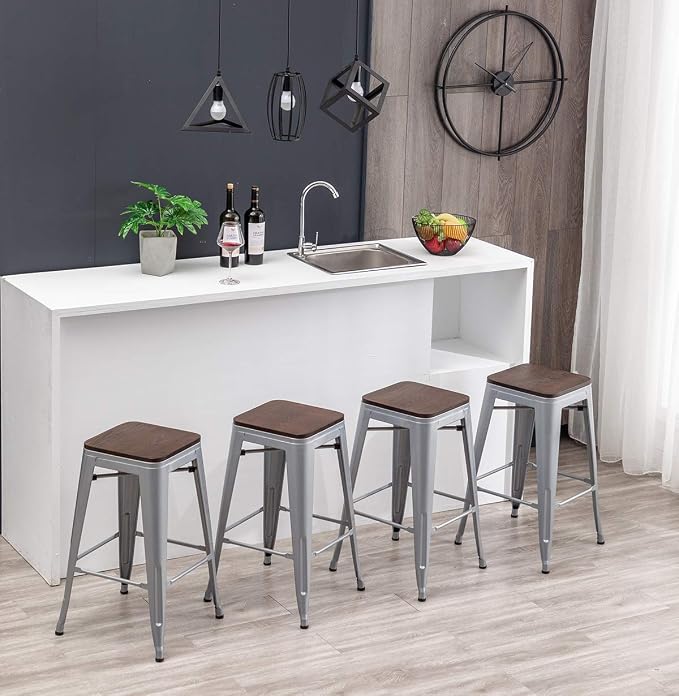 HAOBO Home 24" Backless Metal Counter Stool Height Bar Stools Barstools - Image 7