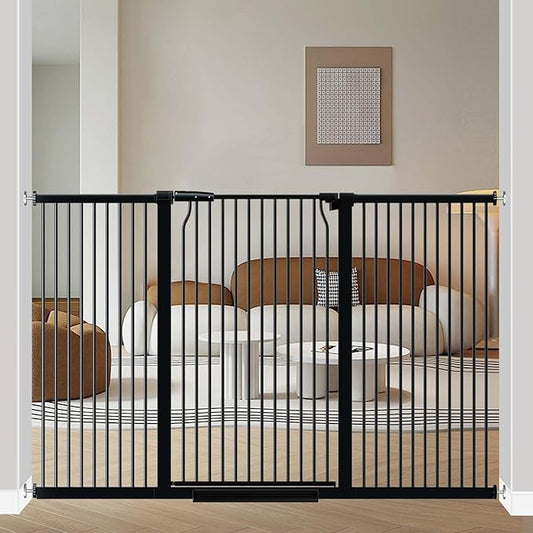 40.5" Extra Tall Baby Gate, 65.8"-68.5" Extra Wide Long Pet Gate, No Drill Large Dog Gates Indoor, Adjustable Tension Safety Child Gate Auto Close for Stairs Walk Thru Kid or Pet Black
