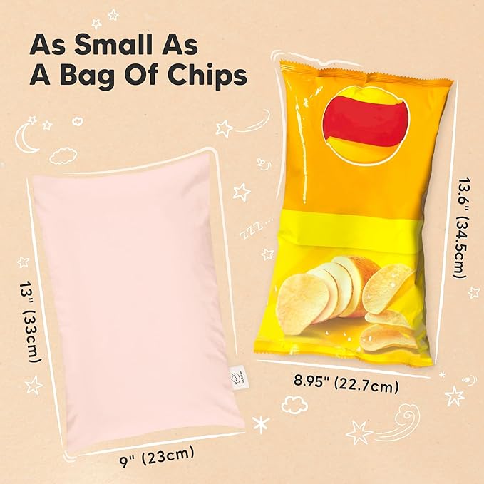 Mini Toddler Pillow with Pillowcase - 9x13 My Little Dreamy Travel Kids Pillow for Sleeping, Toddler Bed, Small, Tiny, Organic Cotton Pillowcase, Soft & Breathable, Kids 2-4 Years Old (Mist Pink)