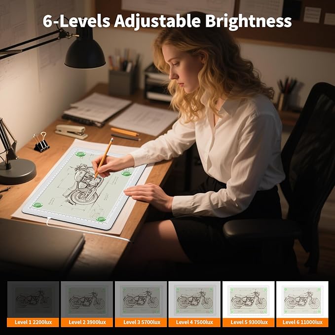 Elice Magnetic A4 Light Board with Bag for Diamond Painting, Tracing LED Light Box with Side Buttons, Super Bright Diamond Art Light Pad, Light Table for Drawing, Sketching, Weeding Vinyl - White