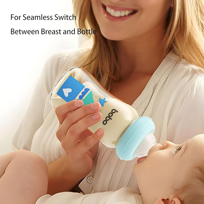 YOHKOH PPSU Baby Bottle Wide Neck, Newborn Anti-Colic Baby Bottle with Natural Response Nipple, Streamlined Body, Easy to Clean (8.8oz (Pack of 4), Blue)