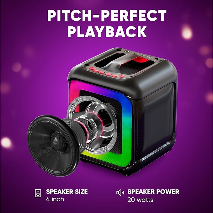 MASINGO Karaoke Machine for Kids and Adults with 2 Wireless Bluetooth Microphones, PA Portable Speaker Toy for Girls and Boys with Colorful LED Lights, Supports TF Card/USB, TWS for Home Party, C7