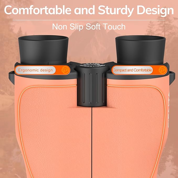 Compact Binoculars for Adults High Powered - OPAITA 20x32 Small Binoculars for Adults Kids with Low Light Vision for Hunting Cruise Ship Travel Concert Hiking Orange