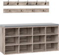 HOOBRO Shoe Storage Bench with Cushion, 39.4" L Entryway Bench with 12 Cubbies by HOOBRO