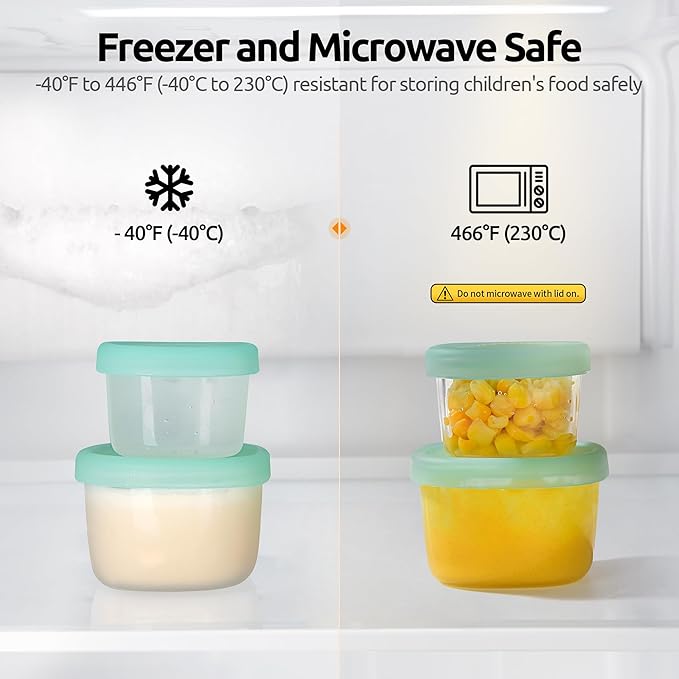 U-Taste 3oz 6oz Small Storage Containers: Food Grade Liquid-Silicone Freezer Box with Airtight Lid, Microwave Safe with Clear Measurements, Reusable for Meal Prepping Portion (Set of 4, Aqua Sky)