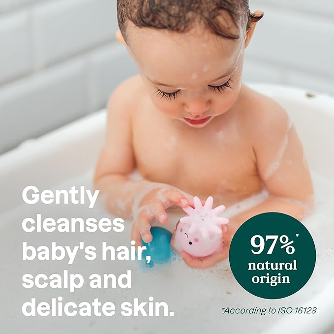 ATTITUDE 2-in-1 Shampoo and Body Wash for Baby, EWG Verified, Extra Gentle, Enriched with Oatmeal, Dermatologically Tested, Vegan, Unscented, 8 Fl Oz