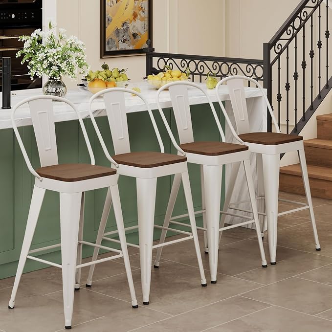Andeworld Metal Bar Stools Set of 4, 24 inch Counter Height Barstools - Image 3