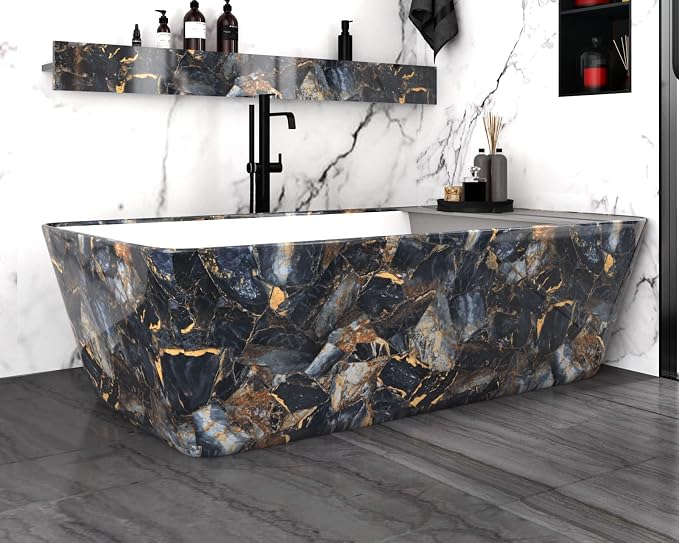 Marble Black Contact Paper Peel and Stick Countertops Gold Contact Paper Peel - Image 6
