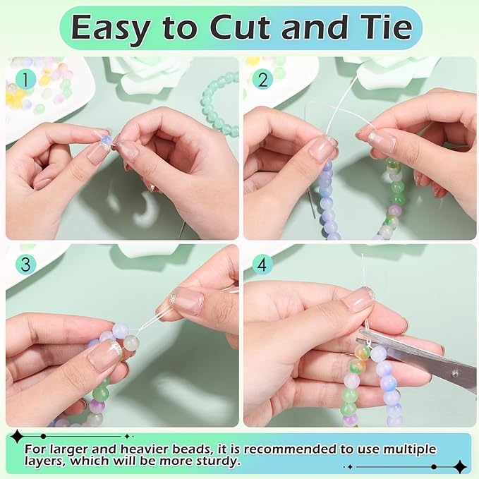 PAXCOO 12 Rolls Elastic String for Bracelets, Stretch Magic Elastic String Bead Cord Jewelry Thread for Bracelet, Necklaces, Clay Beads, Pony Beads (White)