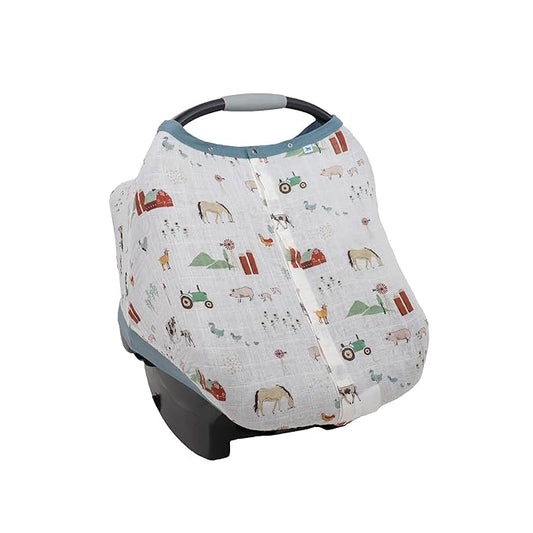 Little Unicorn Breathable Car Seat Canopy | Magnetic Closure Cover & Universal Fit | Protection & Privacy for Baby (Farmyard)