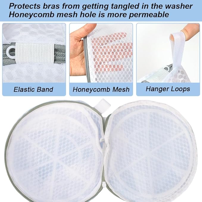 Vivifying Bra Bags for Laundry, 2 Pack Honeycomb Mesh Bra Washing Bags for Laundry, Washing Machine, Lingerie, Delicates, Sock and Baby Clothes
