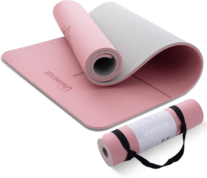 UMINEUX Yoga Mat Extra Thick 1/3'' & 2/5" Non Slip Yoga Mats for Women Eco Friendly TPE Fitness Exercise Mat with Carrying Sling & Storage Bag