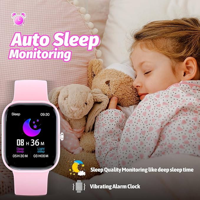 Kids Watch with Fitness Tracker No Phone/APP Needed,19 Sport Mode,1.5" DIY Dial,IP68 Waterproof,Sleep Monitor,Pedometers,Heart Rate,Great Birthday Gift for Boys Girls Teens 6-14 (Pink)