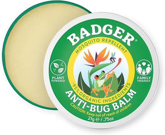 Badger Bug Repellent Tin, Organic Deet-Free Mosquito Repellent with Citronella, Family Friendly Pleasant Smelling Insect Repellent, Easy to Use Travel Size, .75 oz Tin