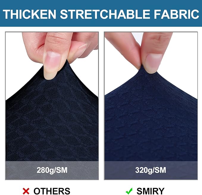 Smiry Waterproof Seat Covers for Dining Room Chairs Set of 8, Stretch Jacquard - Image 4