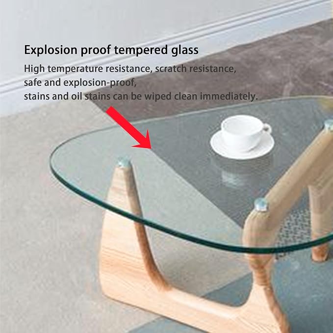 EASYSOUL Modern Glass Coffee Table, 32.68W x 22.44L x 15.75H in, Abstract Round - Image 5