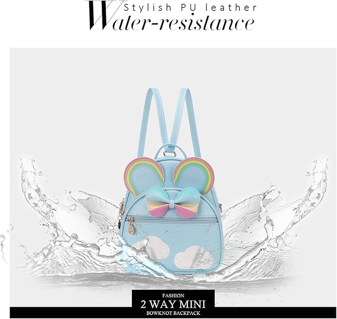 KL928 Girls Bowknot Polka Dot Cute Mini Backpack Small Daypacks Convertible Shoulder Bag Purse for Women