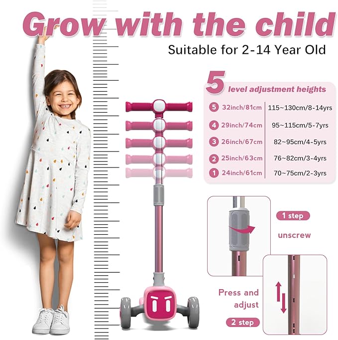 Unbreakable & Never Fall Down 2-in-1 Scooters Kids 3 Wheel Kick Scooter for Boys Girls Ages 3-8, Adjustable Height & Seat, Widened Non-Slip Deck, More Safer for Beginner Toddlers