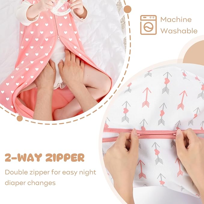 Yoofoss Baby Sleep Sack 18-24 Months Baby Wearable Blanket 100% Organic Cotton 2-Way Zipper TOG 0.5 Toddler Sleeping Sack, Lightweight (X-Large)