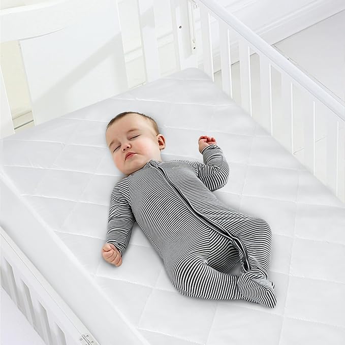 Waterproof Crib Mattress Protector 2 Pack Fitted Crib Sheets Cover Toddler Bed Mattress Pad Protector for Boys Girls, Skin-Friendly & 100% Absorbent Machine Wash