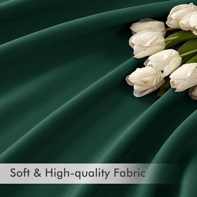 MIULEE Hunter Green Back Tab Blackout Curtains 84 Inch Length 2 Panels Set for Living Room Bedroom, Rod Pocket/Pinch Pleat Thermal Insulated Room Darkening Pleated Light Blocking Drapes