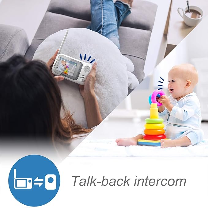 VTech VM321 Video Baby Monitor with Automatic Infrared Night Vision, Adjustable Camera, Zoom, 5 Soothing Lullabies & 1,000 Feet of Range