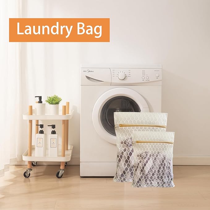 6 Pack Laundry Bag, Durable Big Honeycomb Mesh Laundry Bags Suitable for Delicate Clothes Washing (3 Large, 3 Medium)