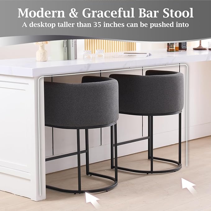 ClinQ 26" H Counter Height Bar Stools Set of 4, Modern Barrel Counter Stools - Image 5