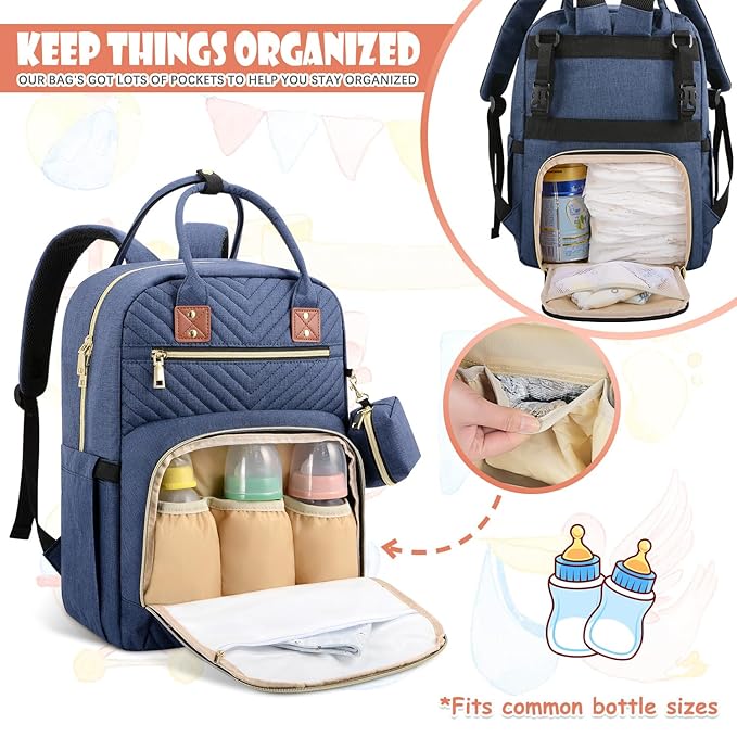 Baby Diaper Bag Backpack, Travel Diaper Bags for Baby Girl Boy Large Capacity Baby Bag Backpack for Women Peacock Blue