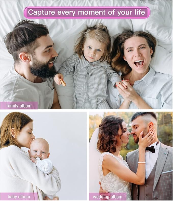 popotop Photo Album Self Adhesive with Picture Display Window,60 Pages DIY Scrapbooking Supplies Kit for 4x6 10x12 Picture,Linen Cover Memory Book for Baby Wedding, with Scraper and Metallic Pen