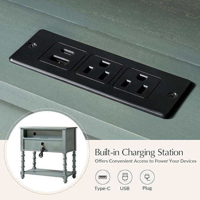 HULALA HOME Farmhouse Storage End Table - Image 3