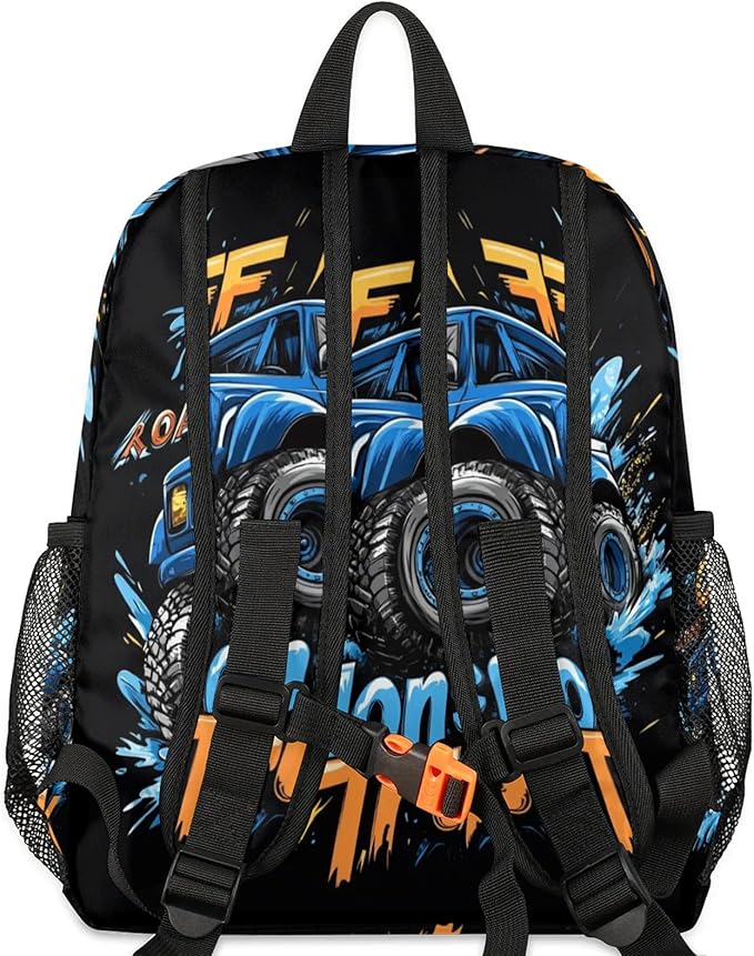 Toddler Backpack for Boys Girls - 12 Inch Monster Car Trucks Kids Backpack Preschool Kindergarten Backpack Lightweight Waterproof Schoolbag Book Bag for School