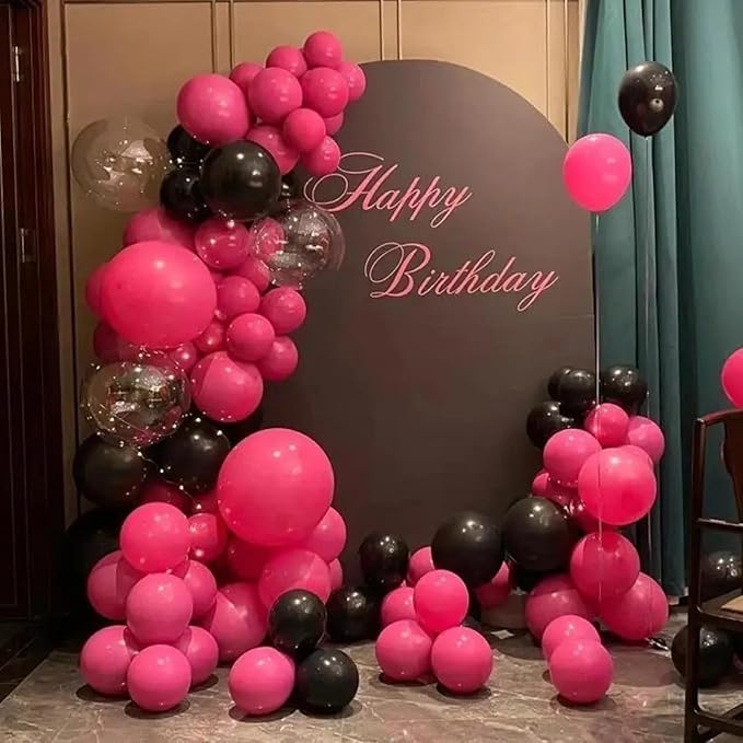 140pcs Hot Pink Round Balloons Different Sizes 18 12 10 5 Inch Latex Balloons for Arch Decoration Party Balloon Kit for Graduation Birthday Party Wedding Balloon Baby Shower Decoration