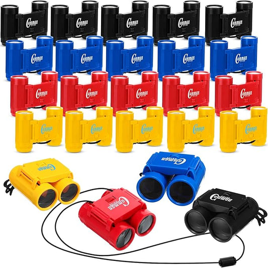 Libima 24 Pcs Toy Binoculars for Kids with Neck String, 3.74x2.56'' Novelty Binoculars Bulk for Age 3-12 Years Bird Watching, Camping Party Favor for Safari, Jungle, Explorer, Themed Birthday Party
