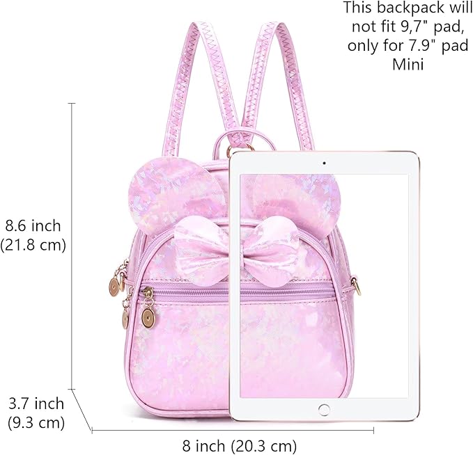 KL928 Girls Bowknot Polka Dot Cute Mini Backpack Small Daypacks Convertible Shoulder Bag Purse for Women