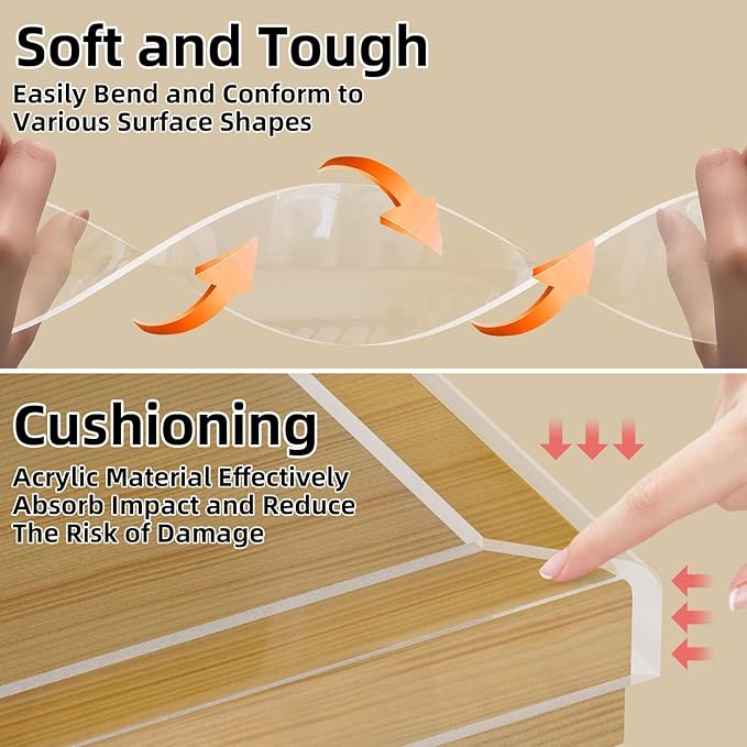 Clear Edge Protector,Safe Corner Protector, Anti-Sharp Edge Protector, for Furniture, Drawers, Tables, Cabinets 1.57inX3.28FT