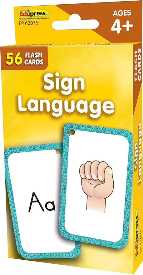 Teacher Created Resources Sign Language Flash Cards (EP62076), White Medium