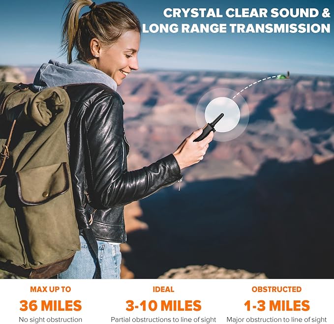 Wishouse Walkie Talkies for Kids Adults - Long Range Rechargeable 2 Way Radios,Gift,Hiking Accessories Camping Gear with Lamp,SOS Siren,NOAA Weather Alert,VOX,Easy to Use 6 Pack