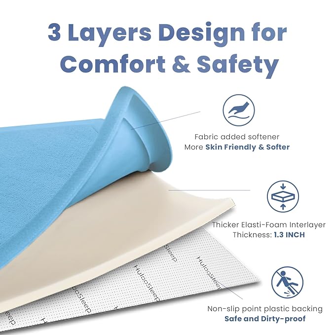 Baby Play Mat for Floor,1.3" Thick Memory foam Tummy Time Mat for Toddlers,Infants,kids,Water-Repellent Soft Nursery Rug,Extra Large Non Slip for Crawling&Yoga,Tatami Style for Living Room(Light Blue)