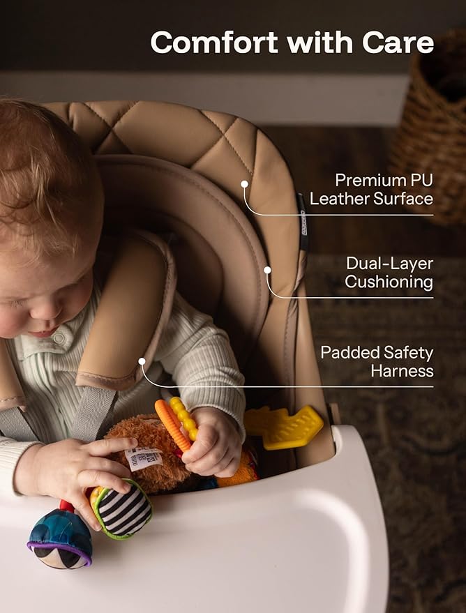 HARPPA 6 in 1 Baby High Chair, Convertible Infant Feeding Chair for Babies & Toddlers Table, Dining Booster Seat with Removable Tray, Khaki