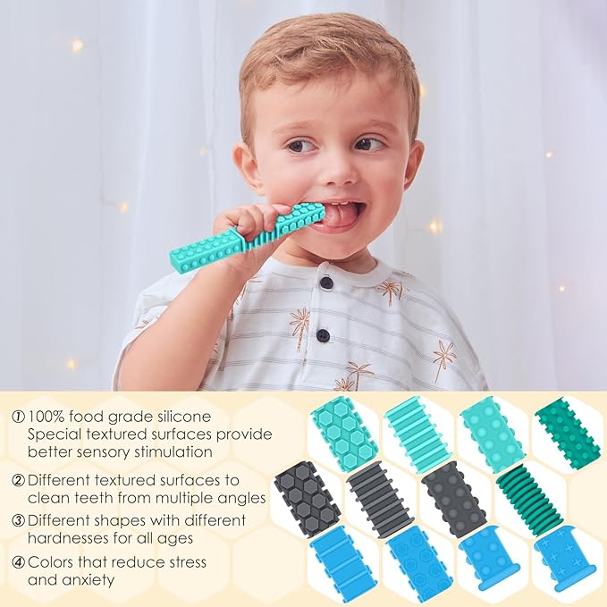 ERKOON Sensory Chew Toys for Autistic Children, 4 Pack Silicone Chewy Tube Oral Motor Tools for Sensory Kids with Autism, Biting, ADHD, SPD, Chewies with Special Needs, Teething Sticks Toys