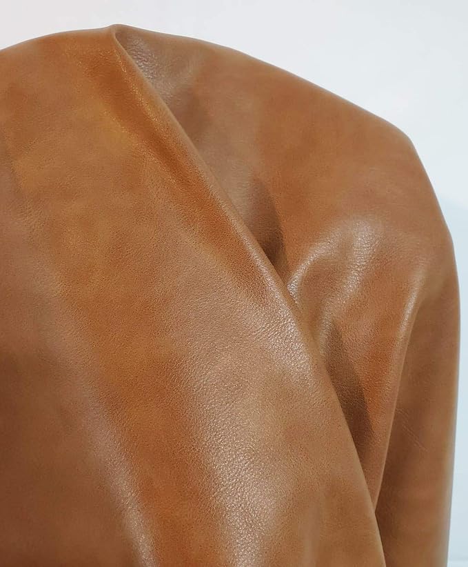 NAT Leathers | British Tan Soft Faux Vegan PU Leather by The Yard Synthetic - Image 2