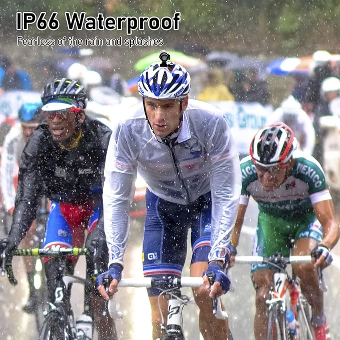 WiFi Helmet Camera, HD 1080P Bike Motorcycle Helmet Camera, IP66 Waterproof Action Camera for Cars, Bicycle, Motorbike & Sports Helmet (with 128G Card)