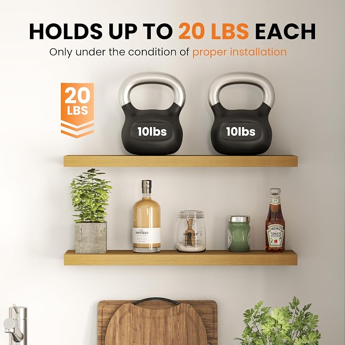 Fun Memories Floating Shelves for Wall, 12 Inch Set of 3 Rustic Wood Wall - Image 6