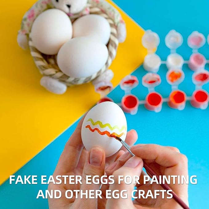 CALPALMY 24 Pieces Hyper-Realistic White Wooden Eggs - 2 Dozen Fake Easter Eggs for Painting, Decorating, Crafting, Pretend Play, Simulation Toys, Fake Food, Nest Box Training