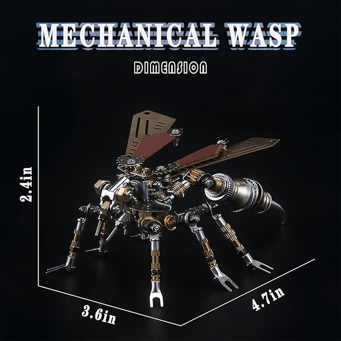 3D Metal wasp Puzzle, Punk Insect Metal Model, 3D Puzzle Mechanical wasp Building Blocks, Fun DIY Assembly, high-end Men's Gifts.