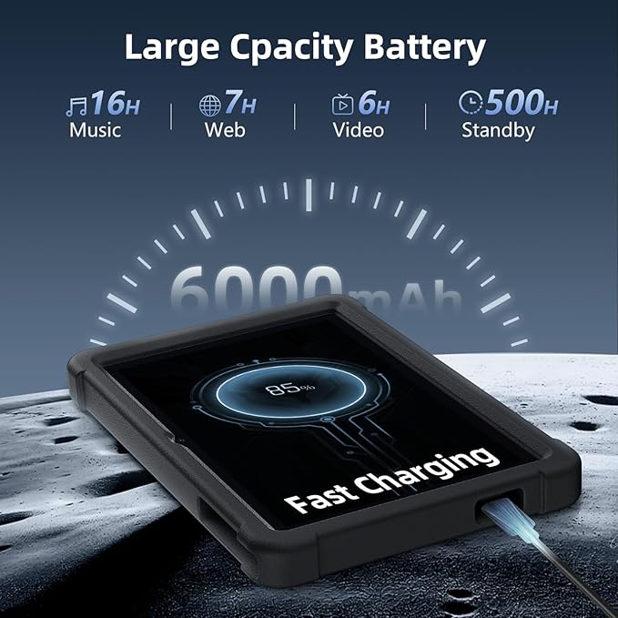 Tablet 10 Inch Android 14 Tablet, 16GB RAM 128GB ROM, 1TB Expansion, Octa-core, Large Capacity Battery, 5MP + 8MP Dual Camera, 5G/2.4G WiFi, Bluetooth 5.0, GPS, Drop-Proof Case - Black (Black)