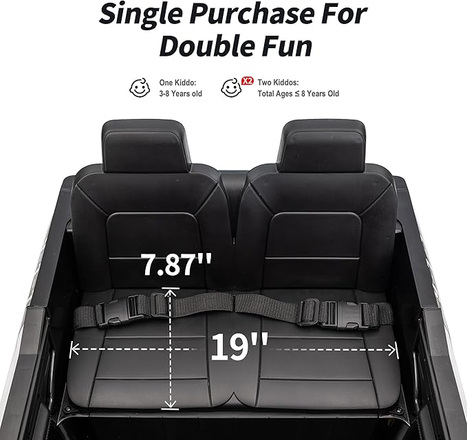 12V 7Ah Electric Police Car Ride on Toy for Big Kids, 2 Seater Kids Ride on Car SUV with Remote Control, Bluetooth - Black